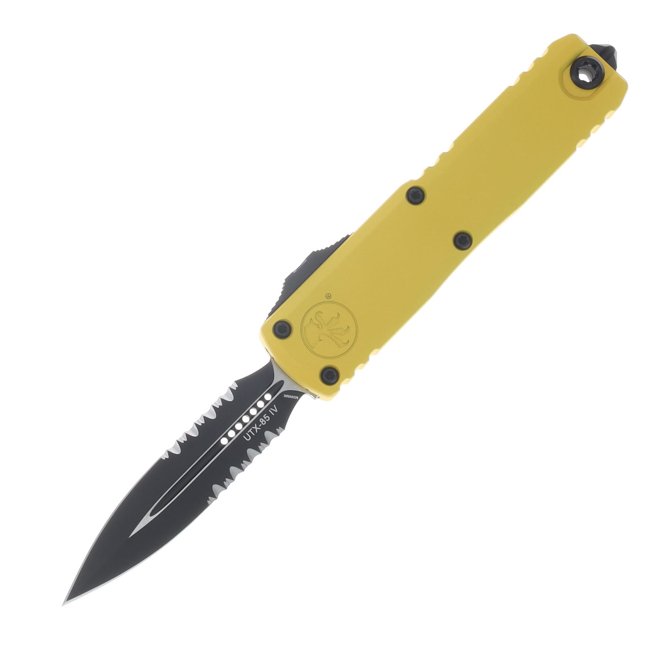 Microtech UTX-85 Gen IV OTF Automatic Black Partially Serrated D/E Yellow AUMT123242YW