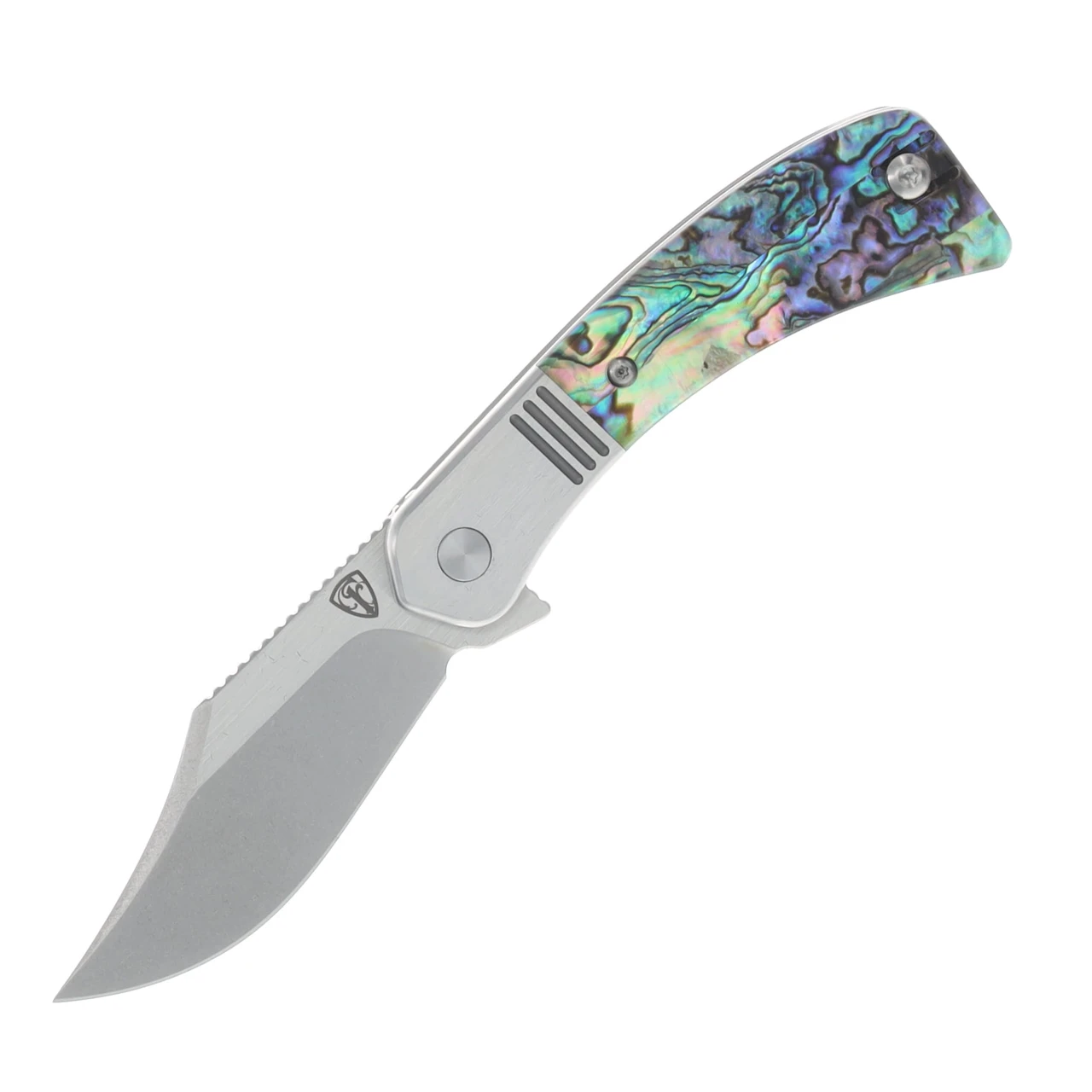 Finch Knife Co Snub Nose Framelock Folder Abalone Handle 154CM Clip Point Blade SN600