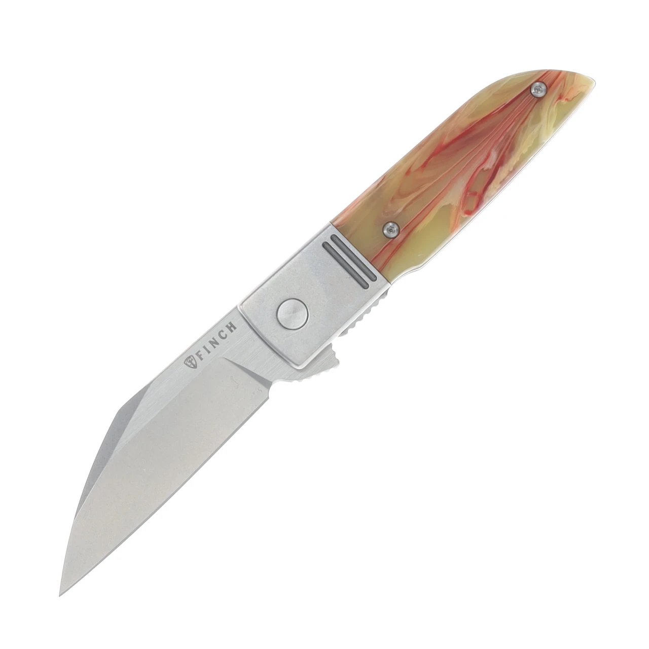 Finch Knife Co Geneva Spur Framelock Folder Cream Soda Resin 154CM Wharncliffe GS530