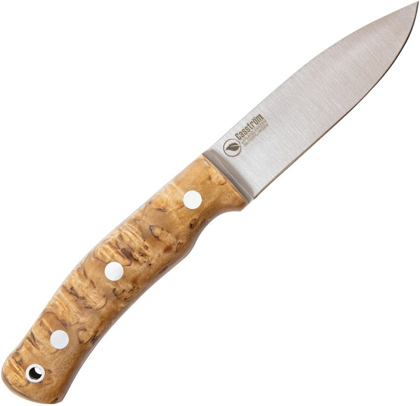 Casstrom No 10 Forest Fixed Knife Curly Birch Satin Flat 14C28N W/Sheath CI14118