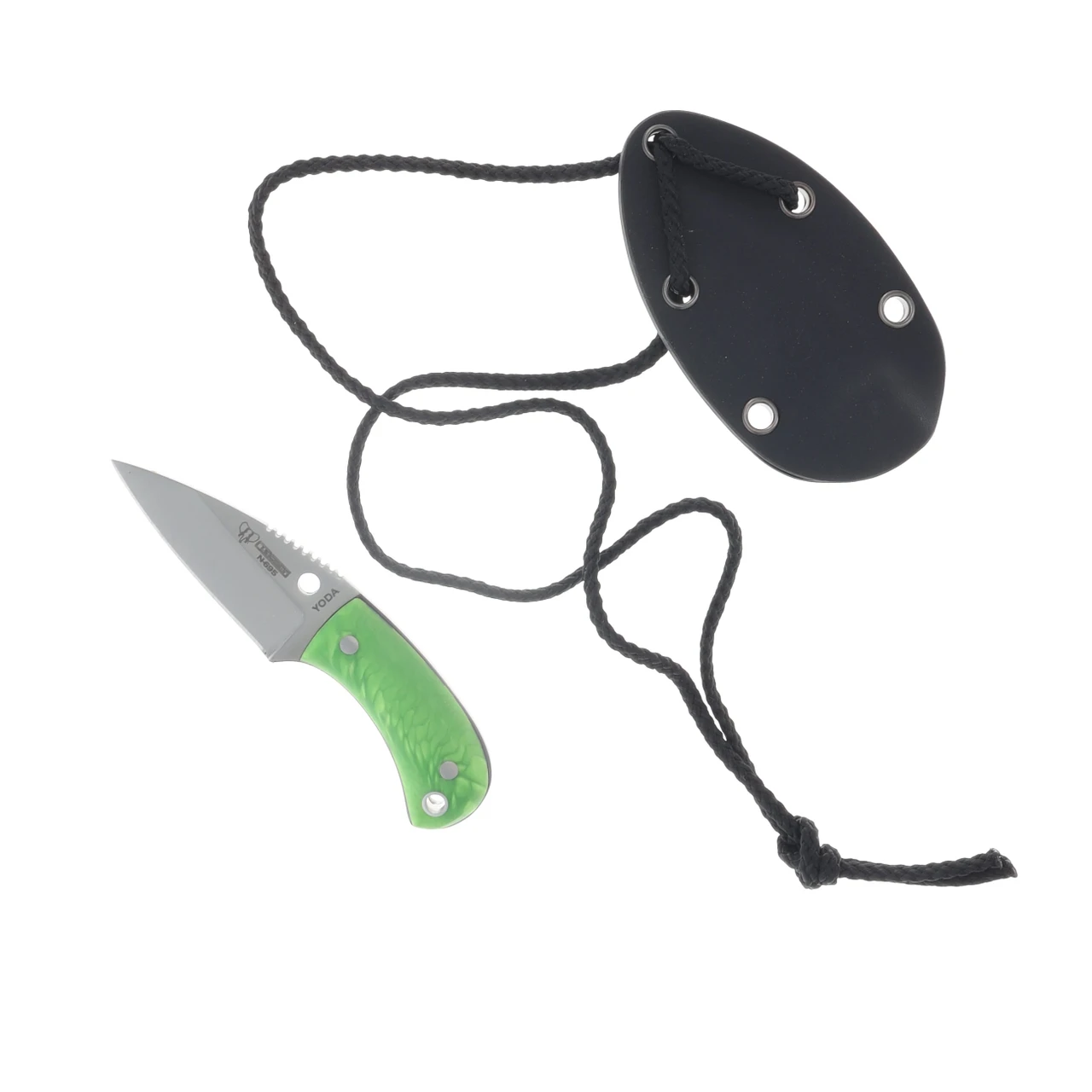 Cudeman Yoda Neck Knife Green Juma W/Black Liners Satin N695 W/Sheath CUD200JVK