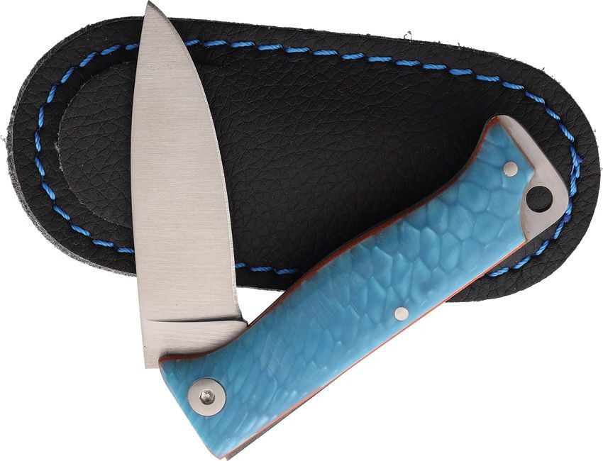 Cudeman MT-10 Folder Blue Juma 1.5in Satin Drop Point W/Black