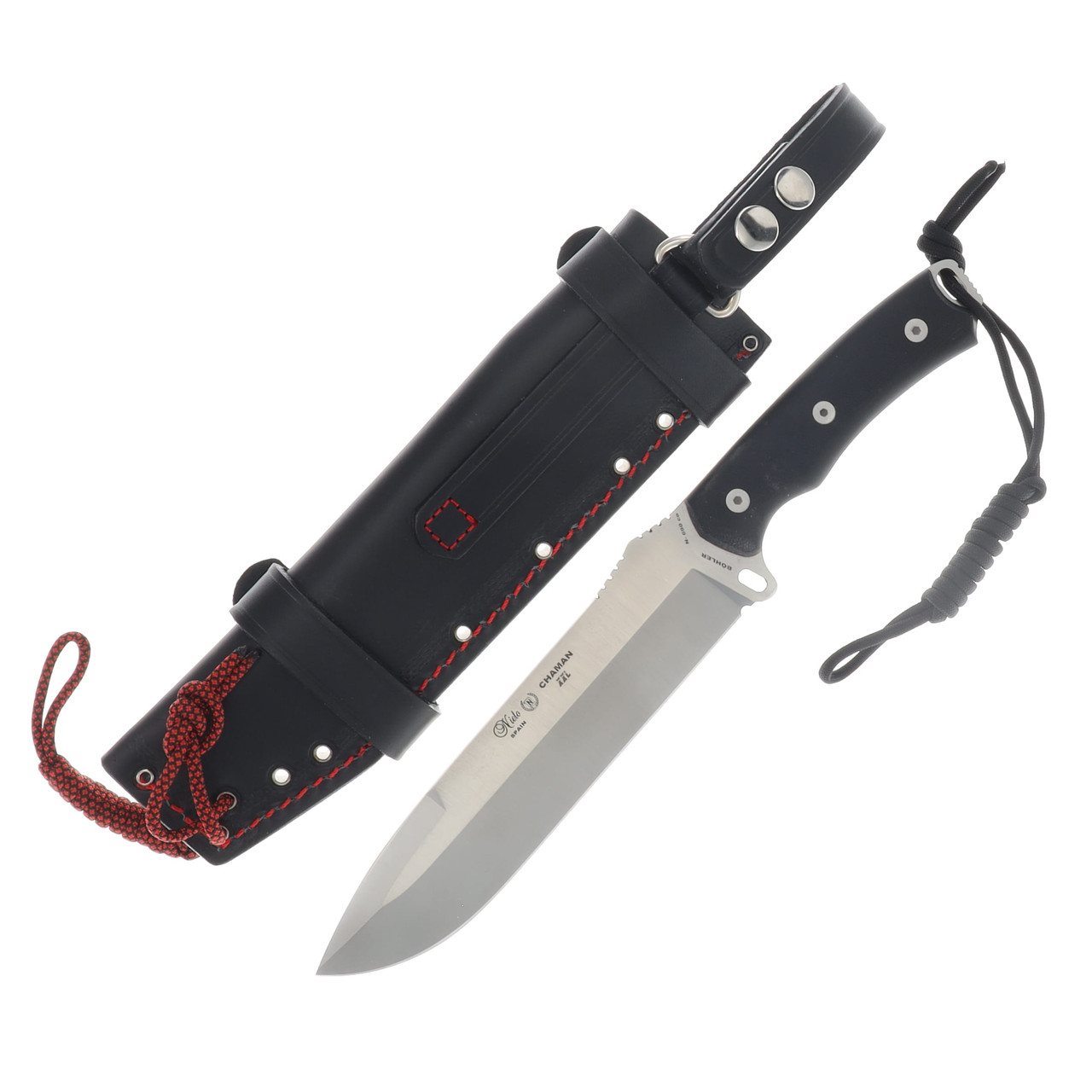 Nieto Chaman XXL Fixed Black G-10 Handle Satin N690 Blade W/Leather Sheath NIE142G10