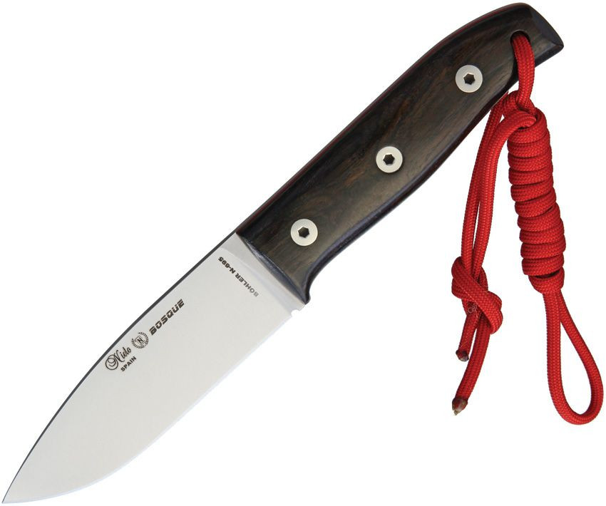 Nieto Bosque FixedKnife Grenadill Wood Handle Satin N695 Blade W/Sheath NIE145G