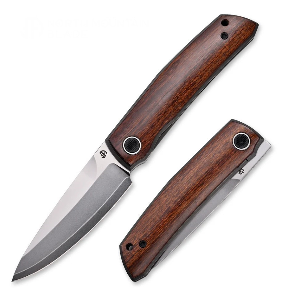 North Mountain Blade Mamoru Linerlock Folding Knife Desert Ironwood ZDP-189 NMB2508WD