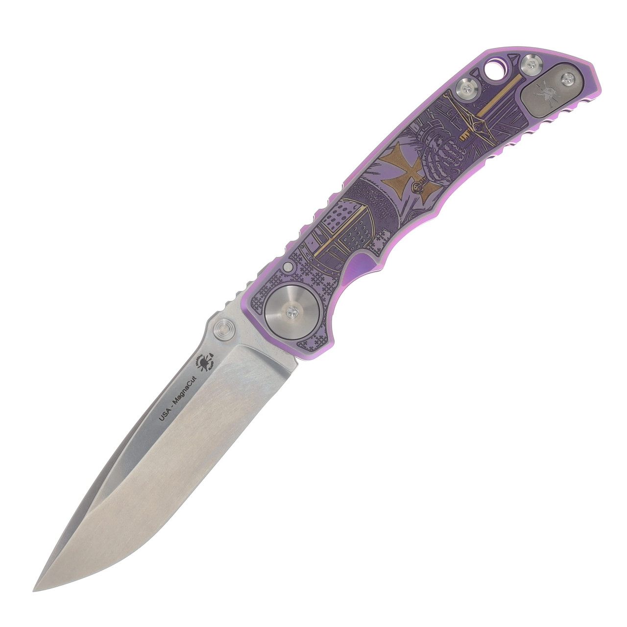 Spartan Harsey Folder Templar Engraved Titanium CPM MagnaCut Spear Point SF5TEMP