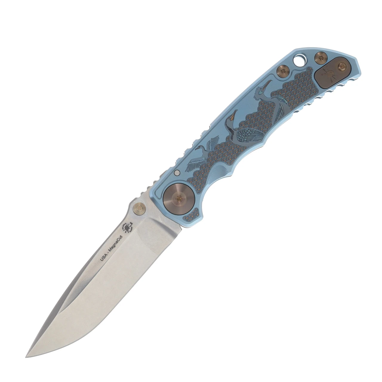 Spartan Harsey Folder Sea Raven Engraved Titanium CPM MagnaCut Spear Point SF5SRAV