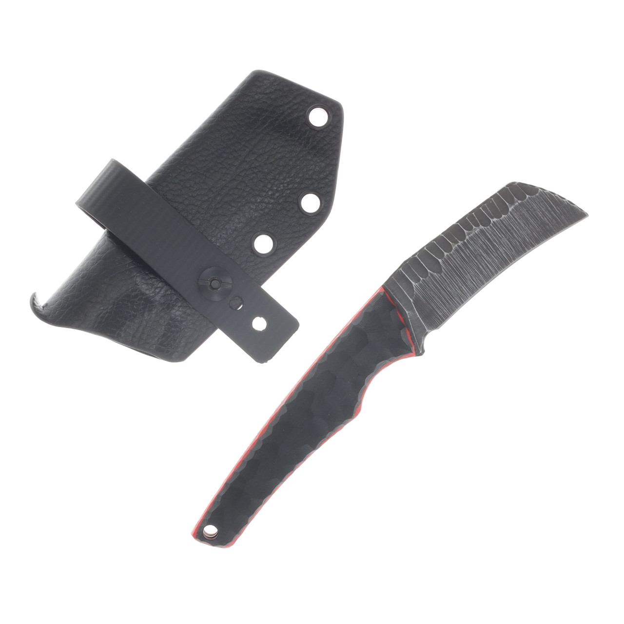 NO7 Knife Company AMP Fixed Blade Black G10 Red Liners Black Pins W/Sheath NO7AMP-BLAG10-RED-BP