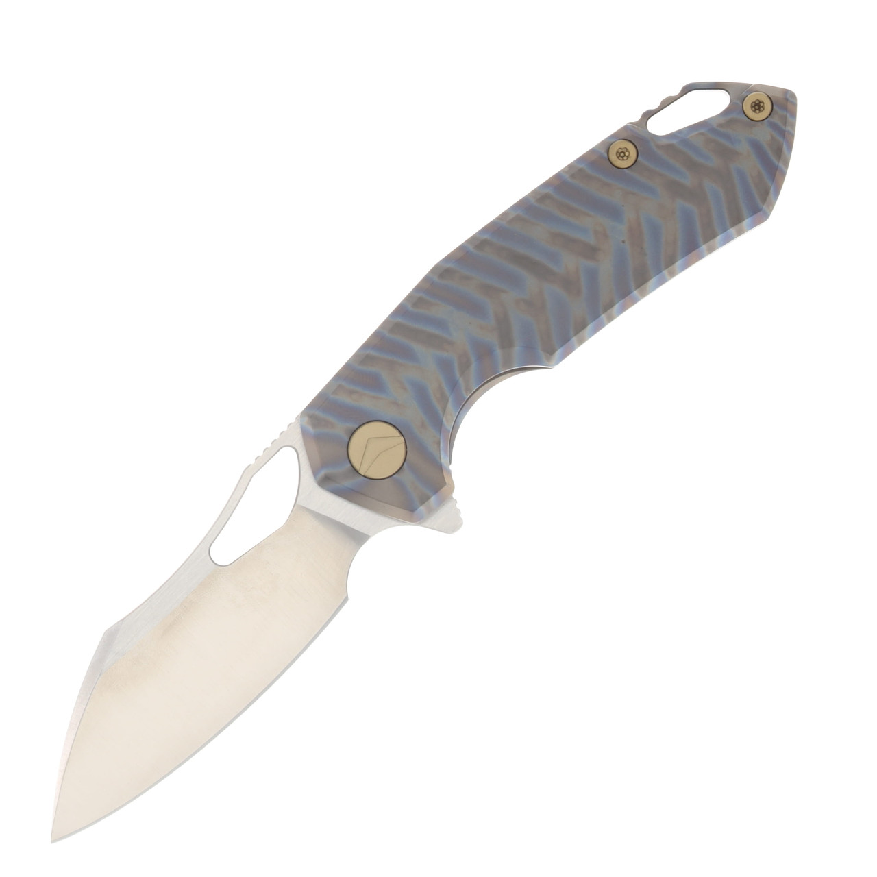 Ferramonster Glideman Folder Satin M390 Blade Tiger Stripe Pattern Flamed TI Handle FM23003 - D