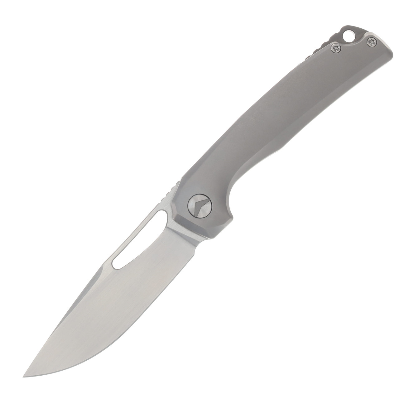 Ferramonster Ferrox Folder Hand Rubbed Satin M390 Blade Grey TI Handle FM23006 - A