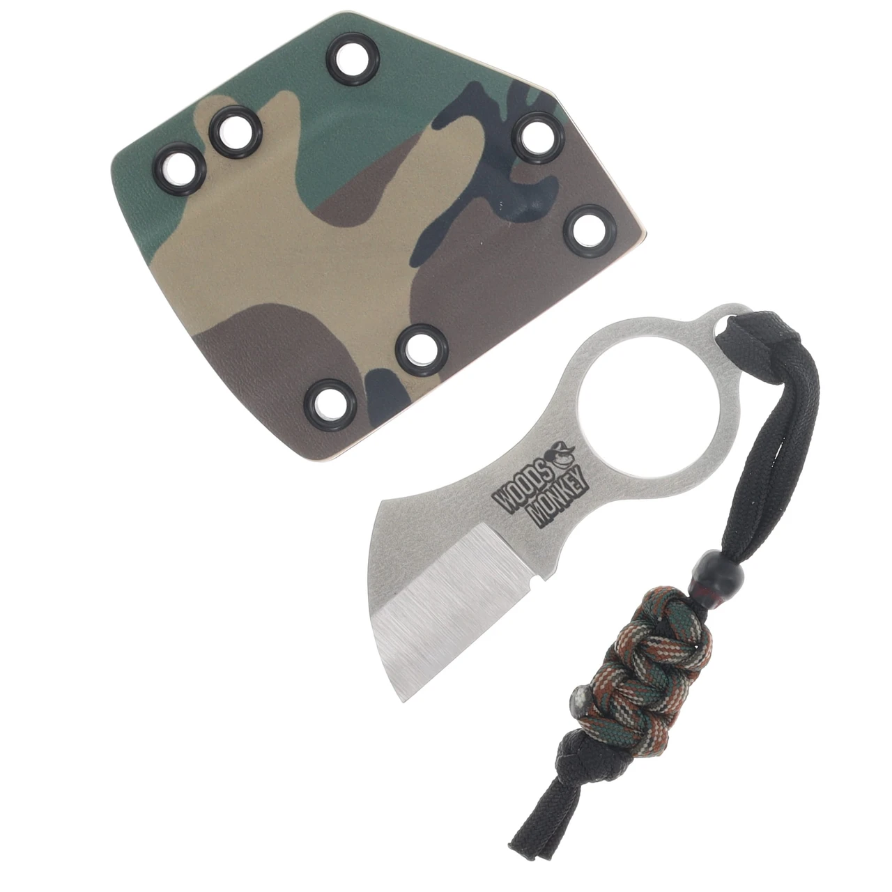 Woods Monkey Batwing Fixed Blade Neck Knife with Camo Kydex Sheath BATWINGWC