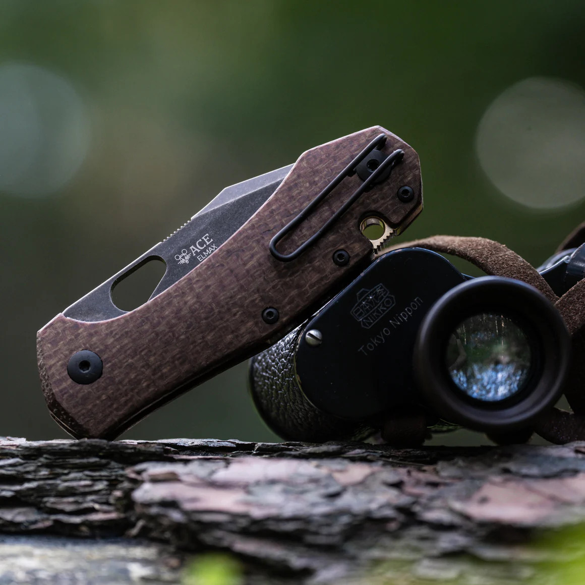 GiantMouse ACE Atelier Folding Knife PVD Elmax Blade Burlap