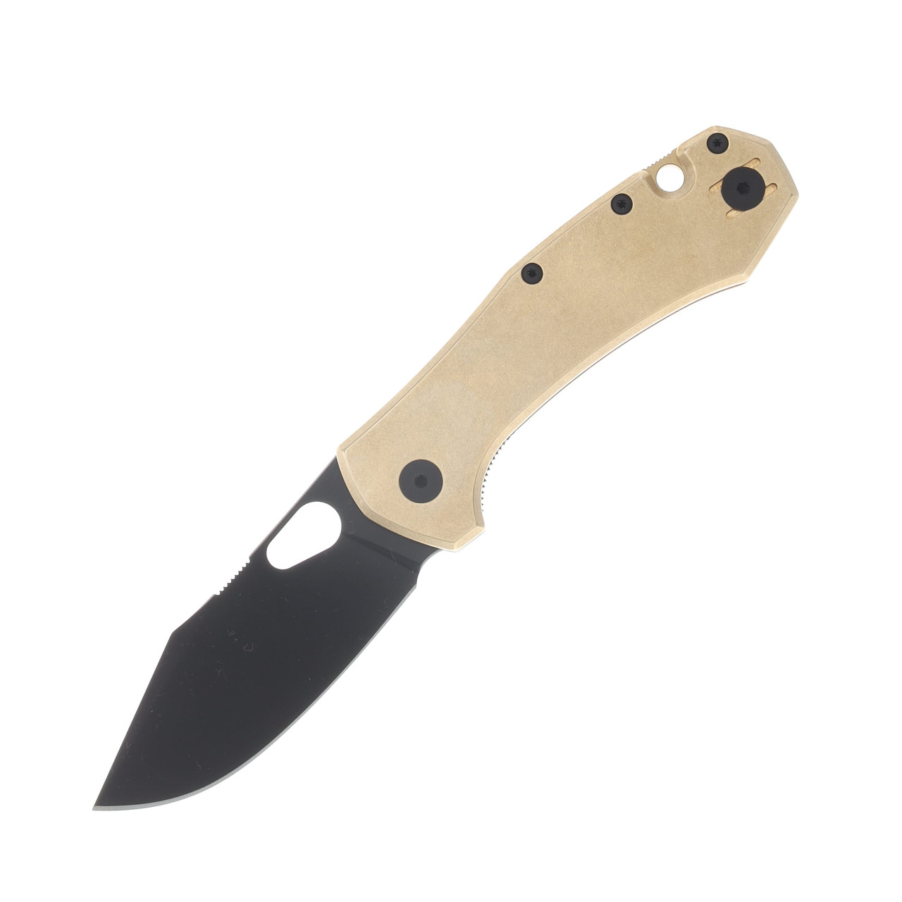 GiantMouse ACE Atelier Folding Knife PVD Elmax Blade Flat Brass Handle GMATELIER-FLAT-BRASS
