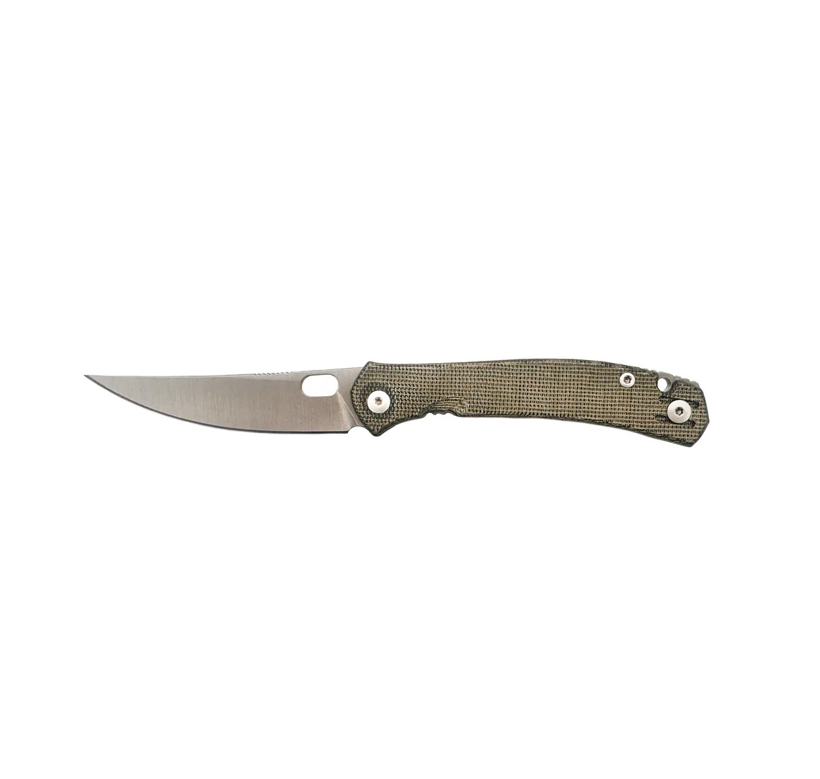 GiantMouse ACE Bleecker Liner Lock Folder Satin Elmax Blade Green Canvas Micarta Handle GMBLEECKER-GREEN-CANVAS-MICARTA