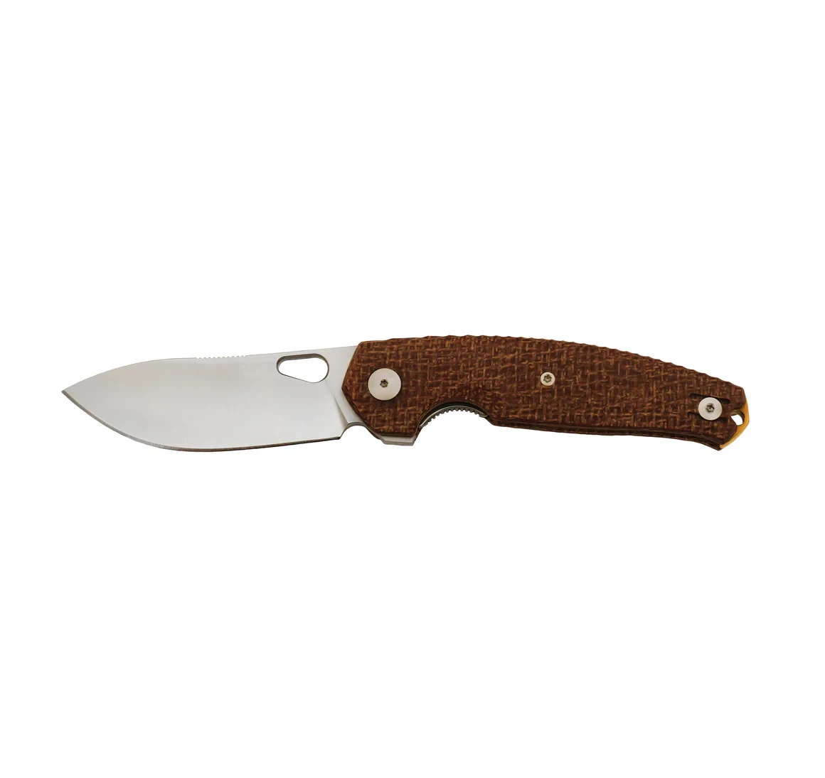 GiantMouse ACE Jagt Folding Knife Satin Elmax Blade Burlap Micarta Handle GMJAGT-BURLAP-SATIN