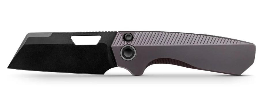 Vosteed Nip-L Folding Knife Black Stonewash Elmax Blade Dark Reddish Purple TI Handle A4204