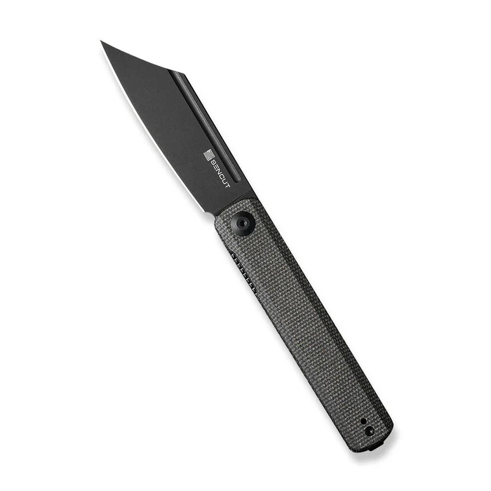 Sencut Bronte Folding Knife Dark Green Canvas Micarta Handle Black STN WSH 9Cr18MoV Blade SA08F