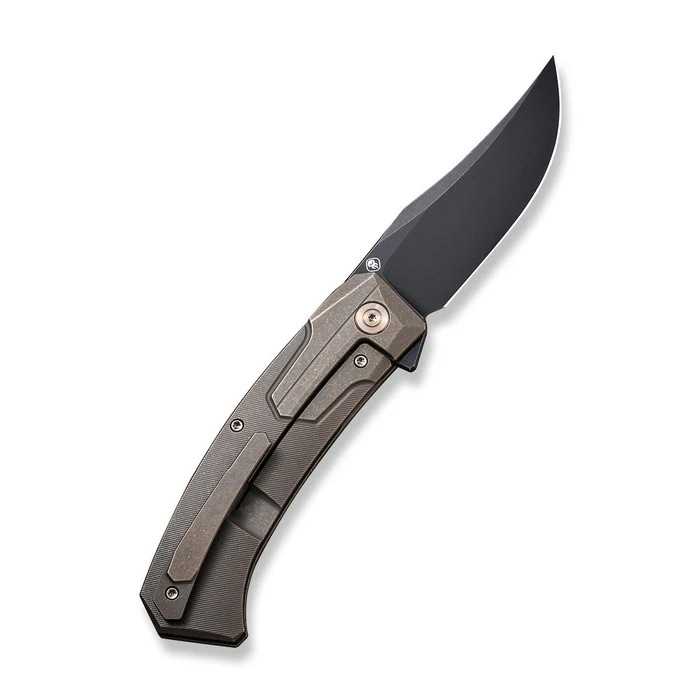 WE Knife Co Shuddan Folding Knife Bronze TI Handle Black Stonewashed 20CV Blade WE21015-3