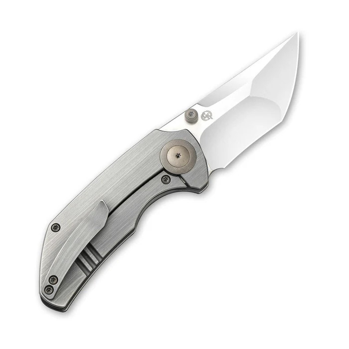 WE Knife Co Thug Folder Gray Hand Rubbed Titanium Handle Satin 20CV Blade WE2103A