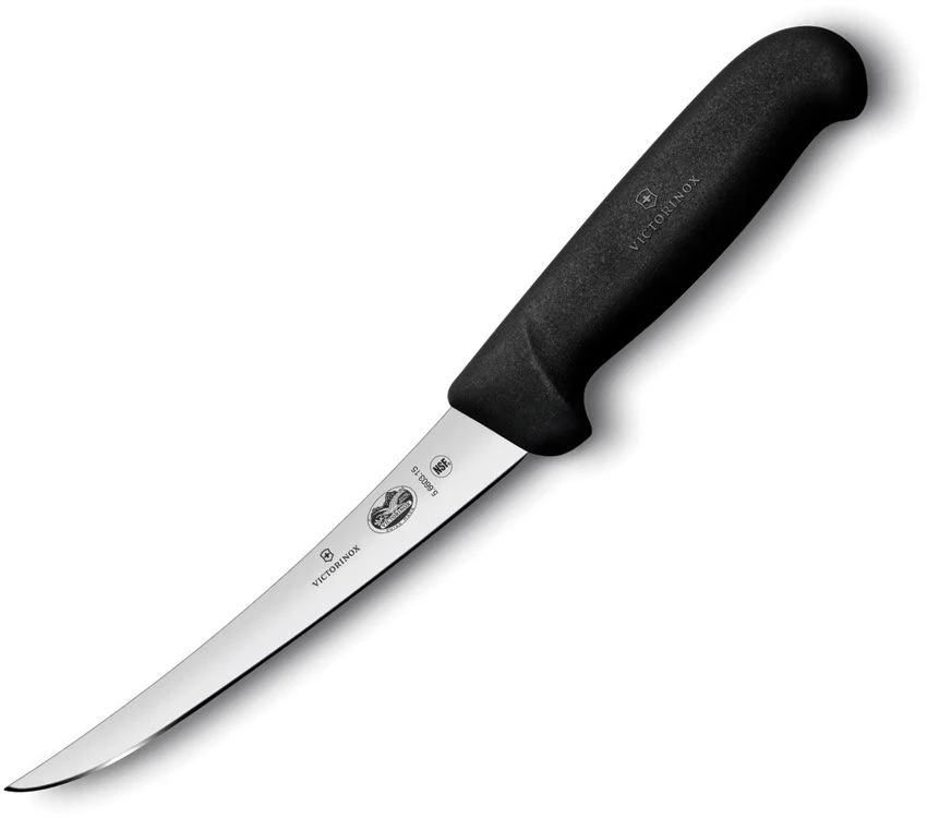 Victorinox 6-inch Black Fibrox Curved Semi-Stiff Boning Knife (Blister Pack)