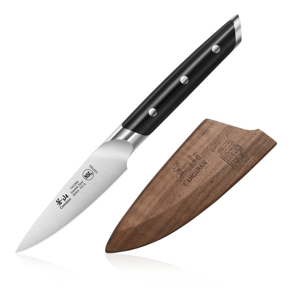 Cangshan Akka Series 3.5in Paring Knife Black Handle 14C28N Blade With Sheath 10301853