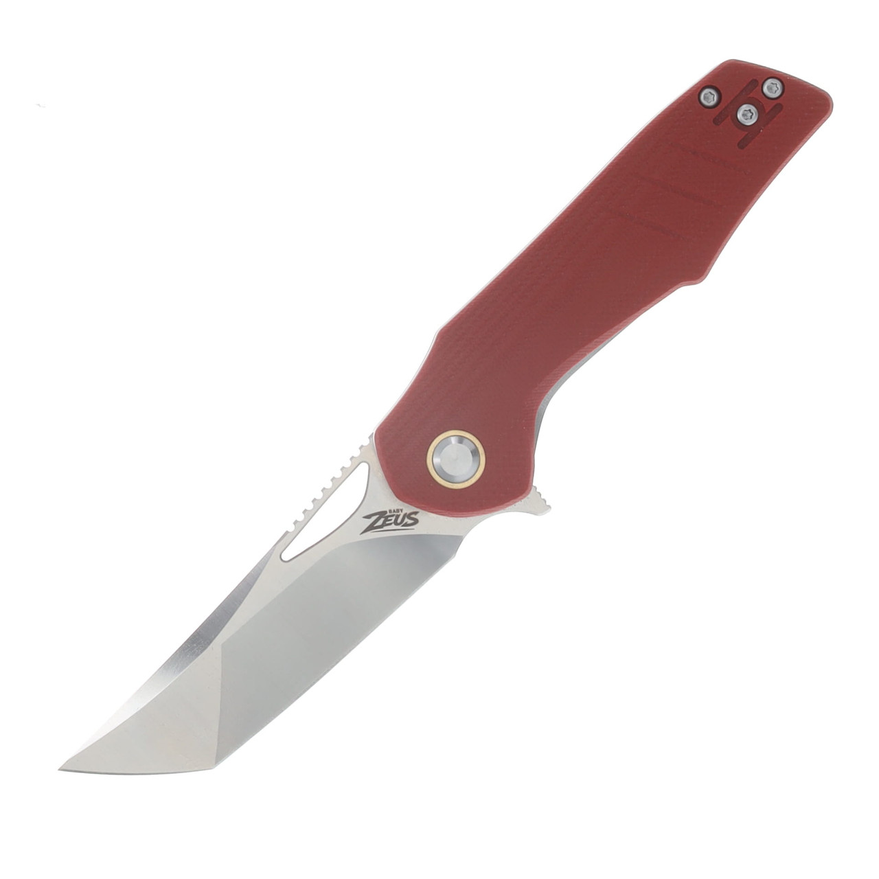 Grissom Knife and Tool Baby Zeus Linerlock Folding Knife Satin/Red Micarta GKTBZ-RMIC-SAT