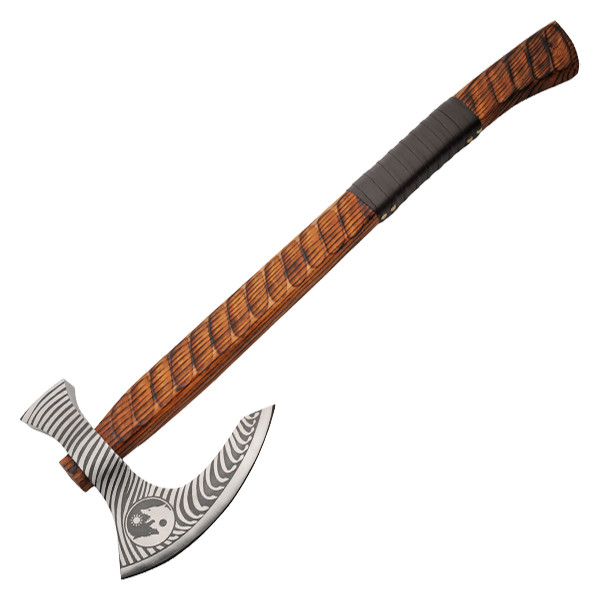 Northern Wolves Bearded Axe Ash Wood Leather Wrapped Handle W/ Sheath 882493