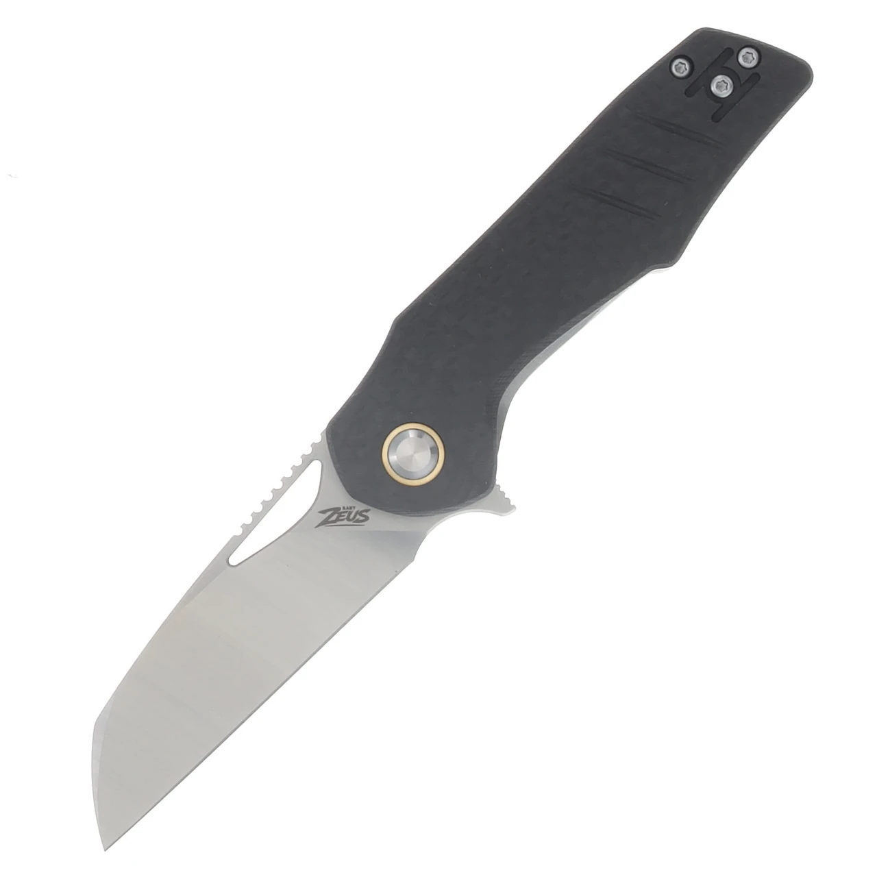 Grissom Knife & Tool SMKW Exclusive Baby Zeus Folding Knife Carbon Fiber Handle Satin Sheepsfoot GKTBZ-CFS-SAT