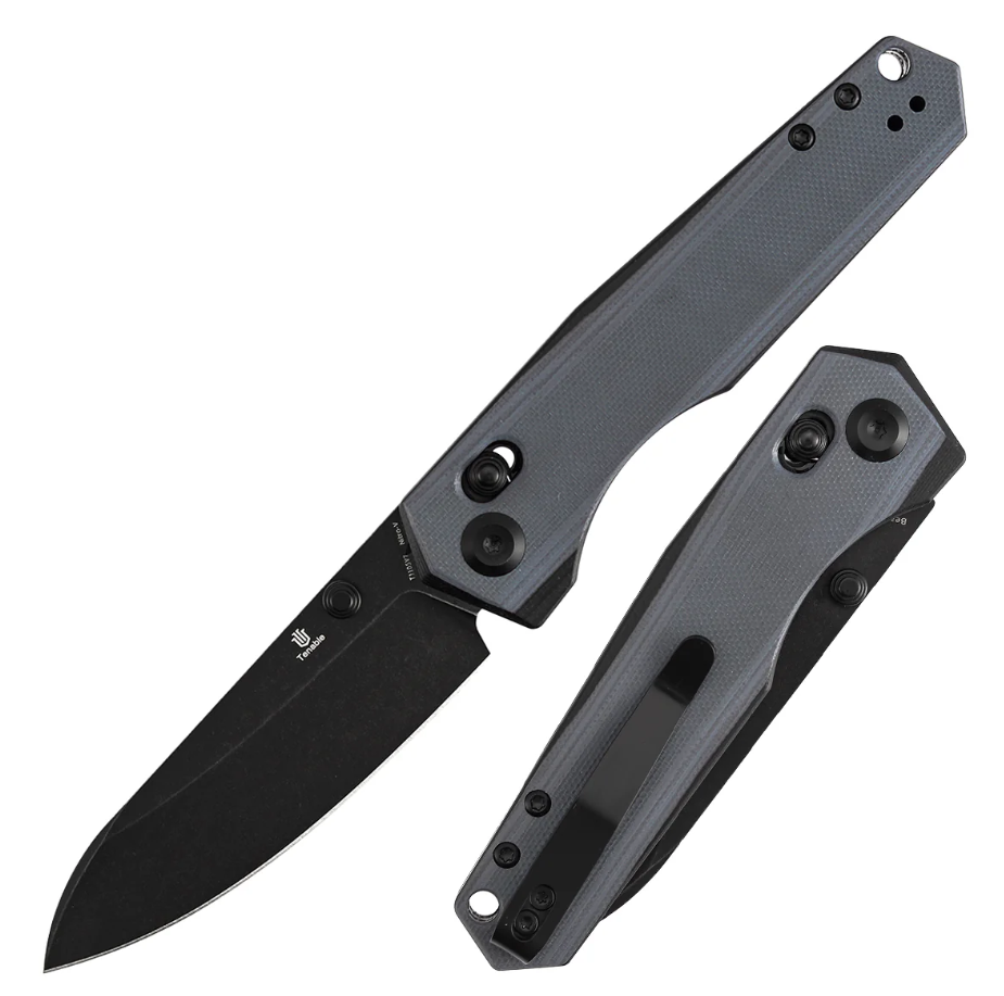 Tenable Beaver Crossbar Lock Folding Knife Blackwash Nitro-V/Gray & Black G-10 T1105V7