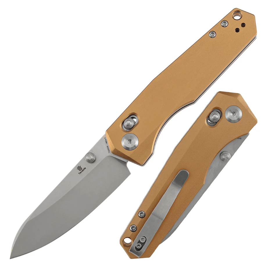 Tenable Beaver Crossbar Lock Folding Knife Stonewash Nitro-V/Bronze Aluminum T1105V8