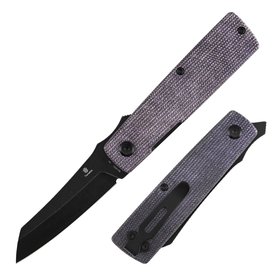 Tenable Higonokami Linerlock Folding Knife Blackwash D2/Purple Micarta B2135A1