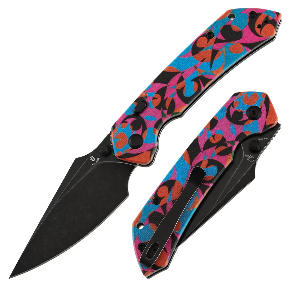 Tenable Fenrir Top Linerlock Folding Knife Blackwash D2/Multicolor Camo G-10 B1034H15
