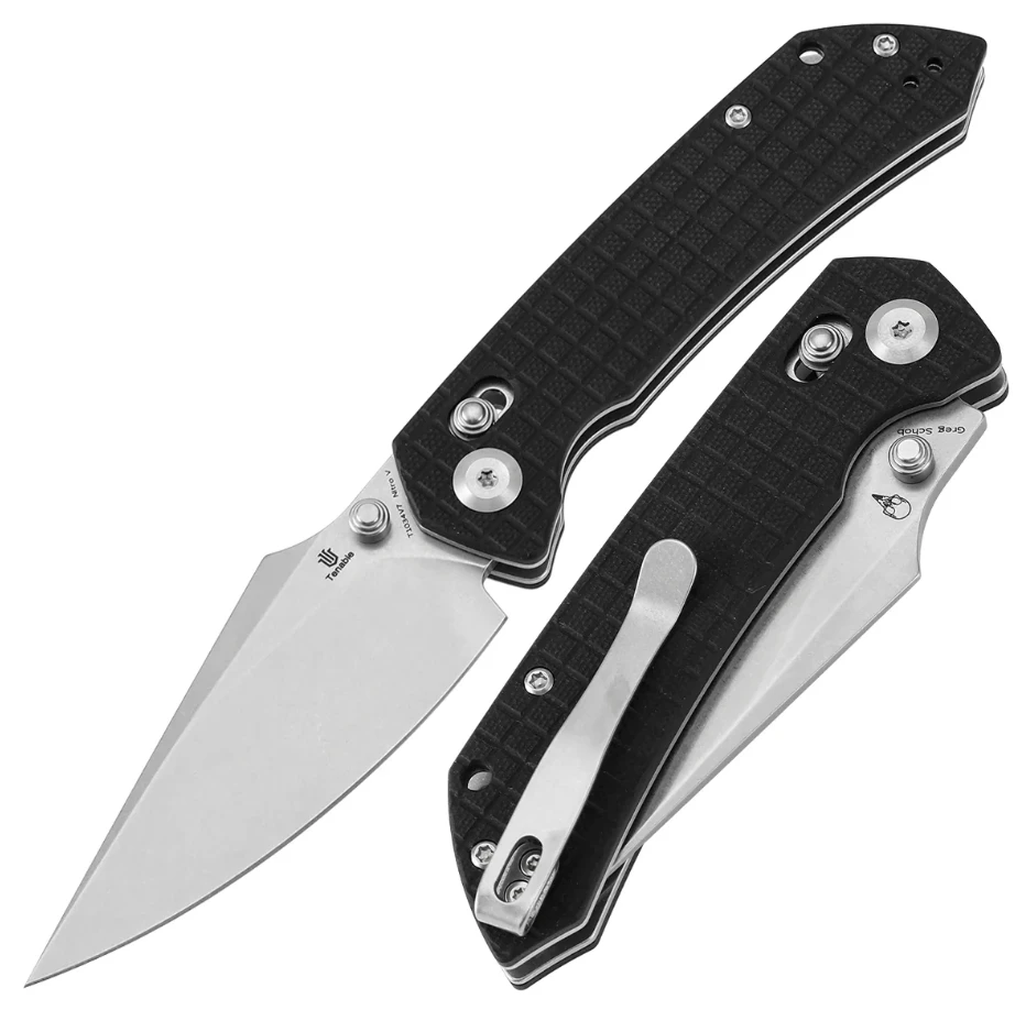 Tenable Fenrir Crossbar Lock Folding Knife Stonewash Nitro-V/Frag-Patterned Black G-10 T1034V7