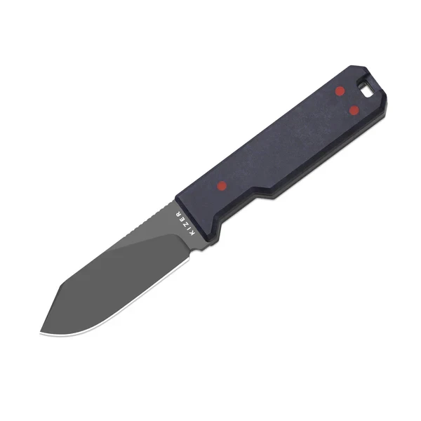 Kizer Abrams Fixed Knife Blue/Red Richlite-Carbon Waves Handle Matte DLC Ultra 3V Blade 1133A1