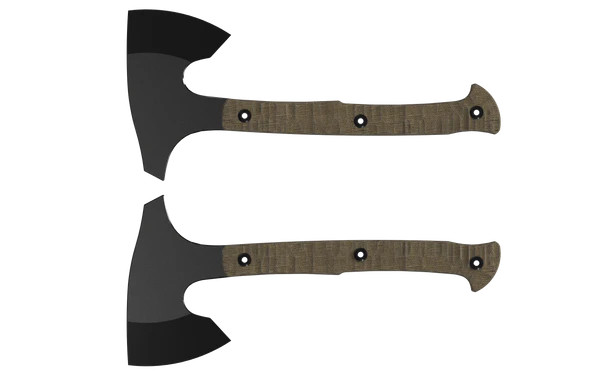 Kizer Urus Fixed Blade Hatchet Brown Micarta Handle Black Coated 1095 Blade 1073A1