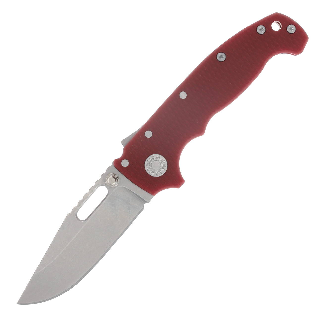 Demko Knives AD20 Slim Folding Knife Magnacut Clip Point - Red G10 AD20SLIM-MC-CLIP-G10-RED