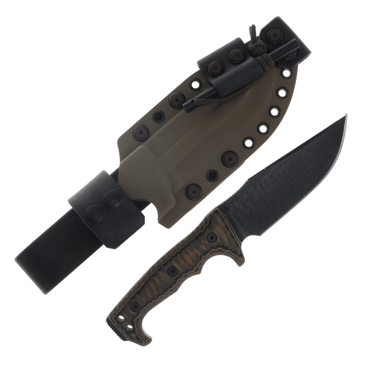 Miller Brothers M-8 Fixed Blade Knife FDE with Black Accents/OD Handle with FDE Sheath M-8CFDEBKSFDEODH