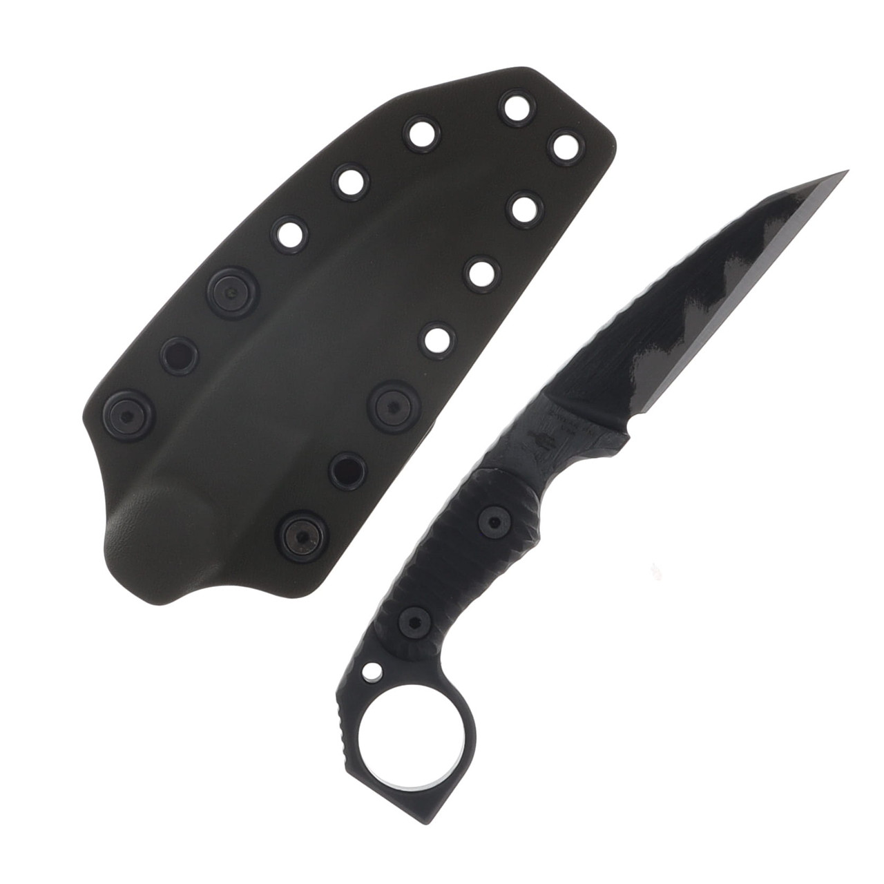 Miller Brothers M-5 Small fixed Blade with Ring Od Sheath Brown Accents Black Handle M-5ODBNSBK