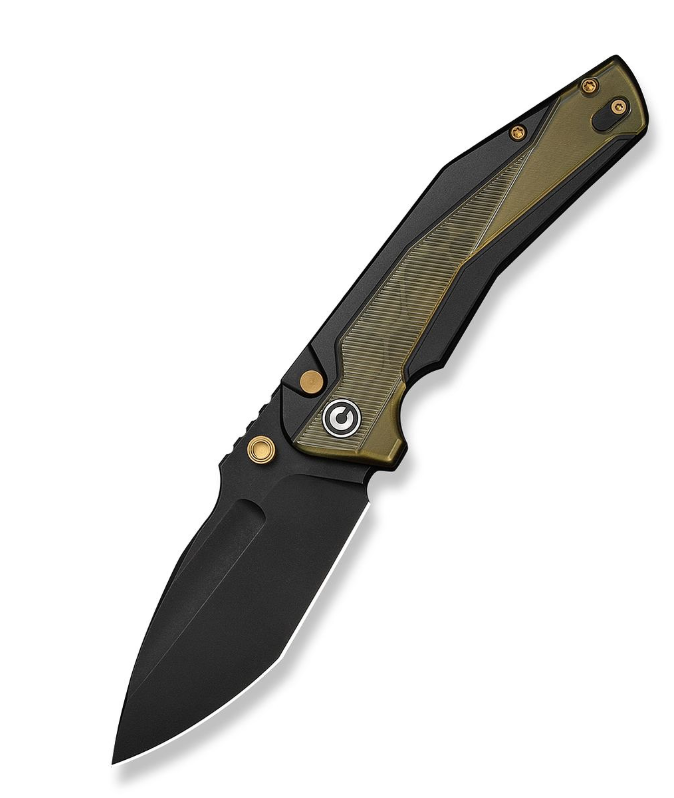 CIVIVI Wellmax Black Aluminum Handle With Polished Yellow Ultem Inlay Black Stonewashed 14C28N Blade C24008C-2