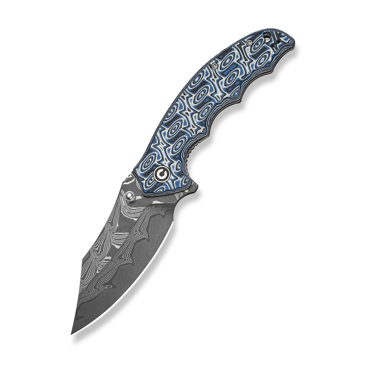CIVIVI Pentad Folder Blue and White Vortex Micarta Handle Damascus Blade