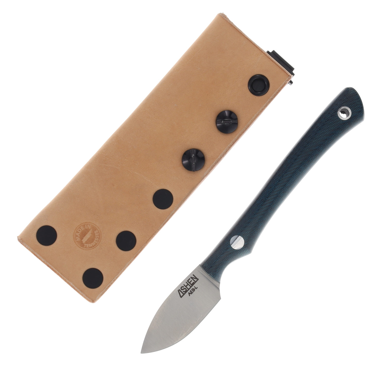 Lishen Knives Northern Scalpel Fixed Blade Blue Canvas Micarta Handle Aluminum Pins LKNECMHAP