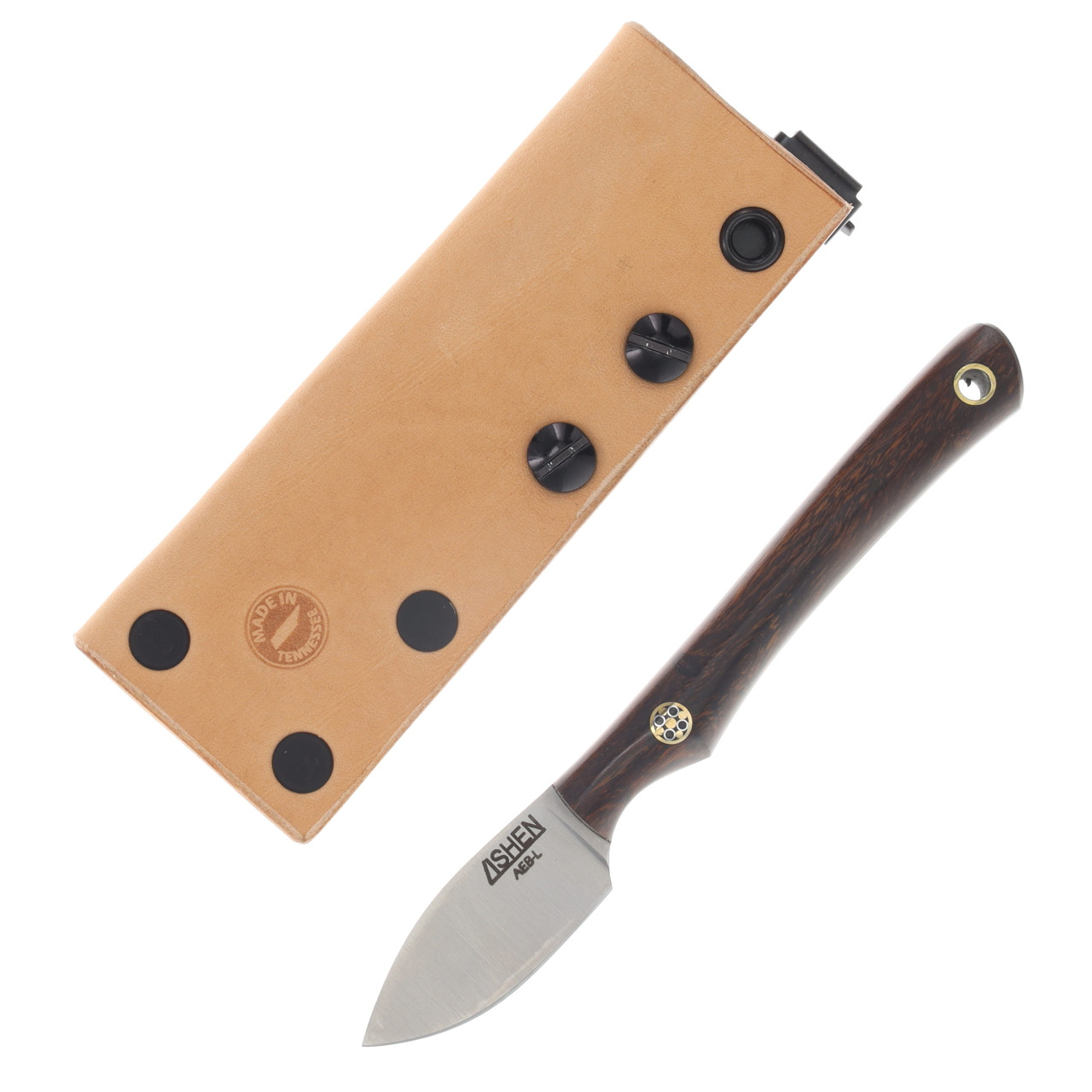 Lishen Knives Mini Northern Scalpel Fixed Blade Desert Ironwood Handle Mosaic Pins LKNEDIHP