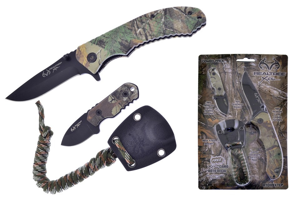 Frost Real Tree Camo 2Pc Sidekick Mini Neck Knife and Folder Combo RT0119XTCP