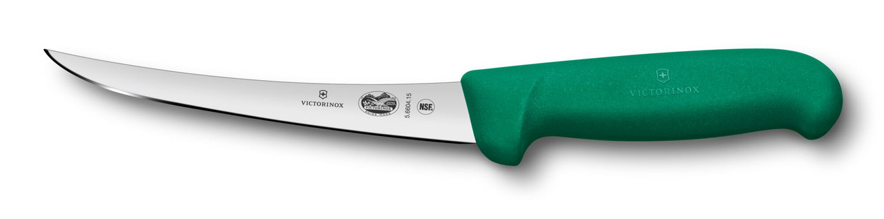 Victorinox Boning, 6" curved, semi-stiff blade, green Fibrox handle Fibrox - HACCP 5.6604.15B