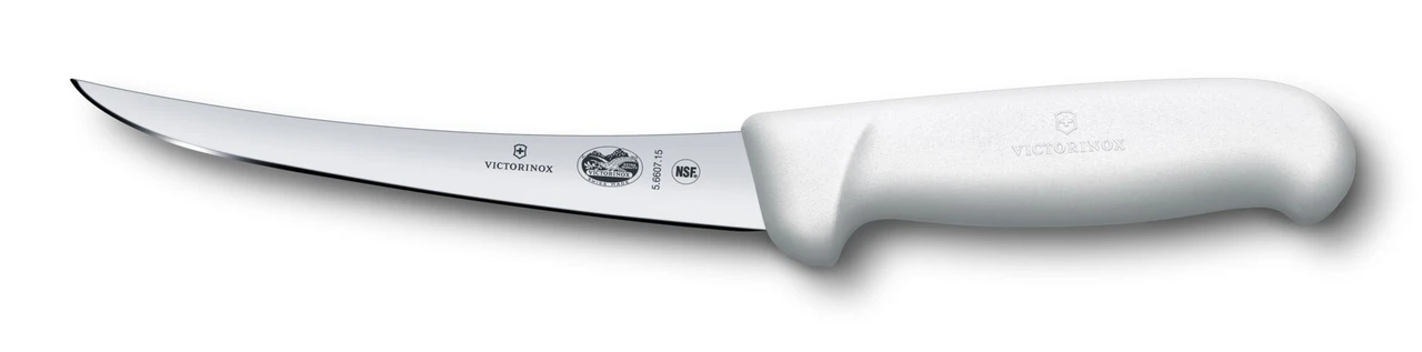 Victorinox Boning, 6" curved, semi-stiff blade, white Fibrox handle Fibrox - HACCP 5.6607.15B