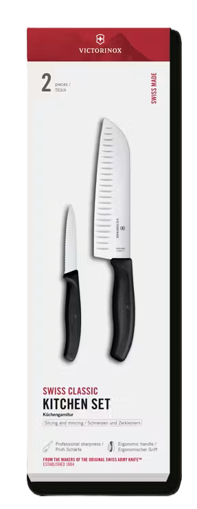 Victorinox Swiss Classic 2-Piece Santoku Starter Set (Black Handles)