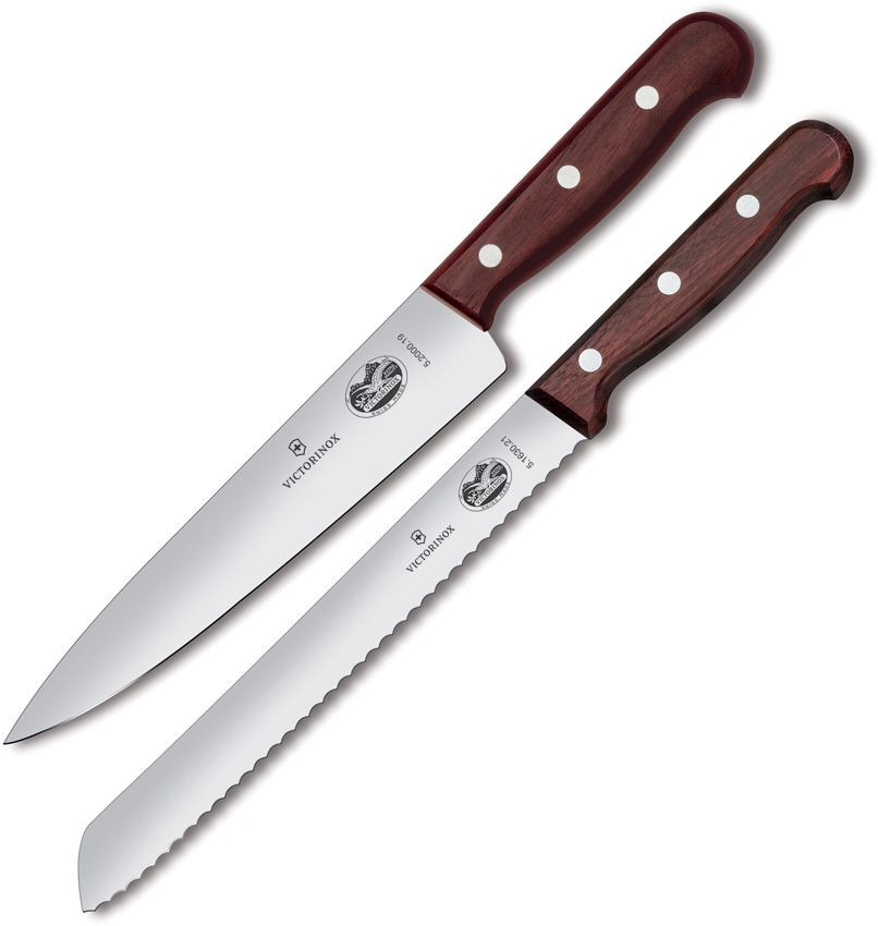 Victorinox 2-Piece Kitchen Bread and Carving Knife Set (Wood Handles)