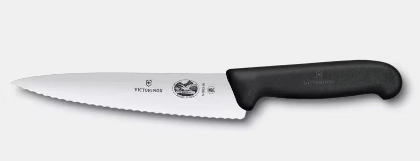 Victorinox Fibrox Chef's Knife 7.5in Serrated Blade Black TPE Handle 5.2033.19
