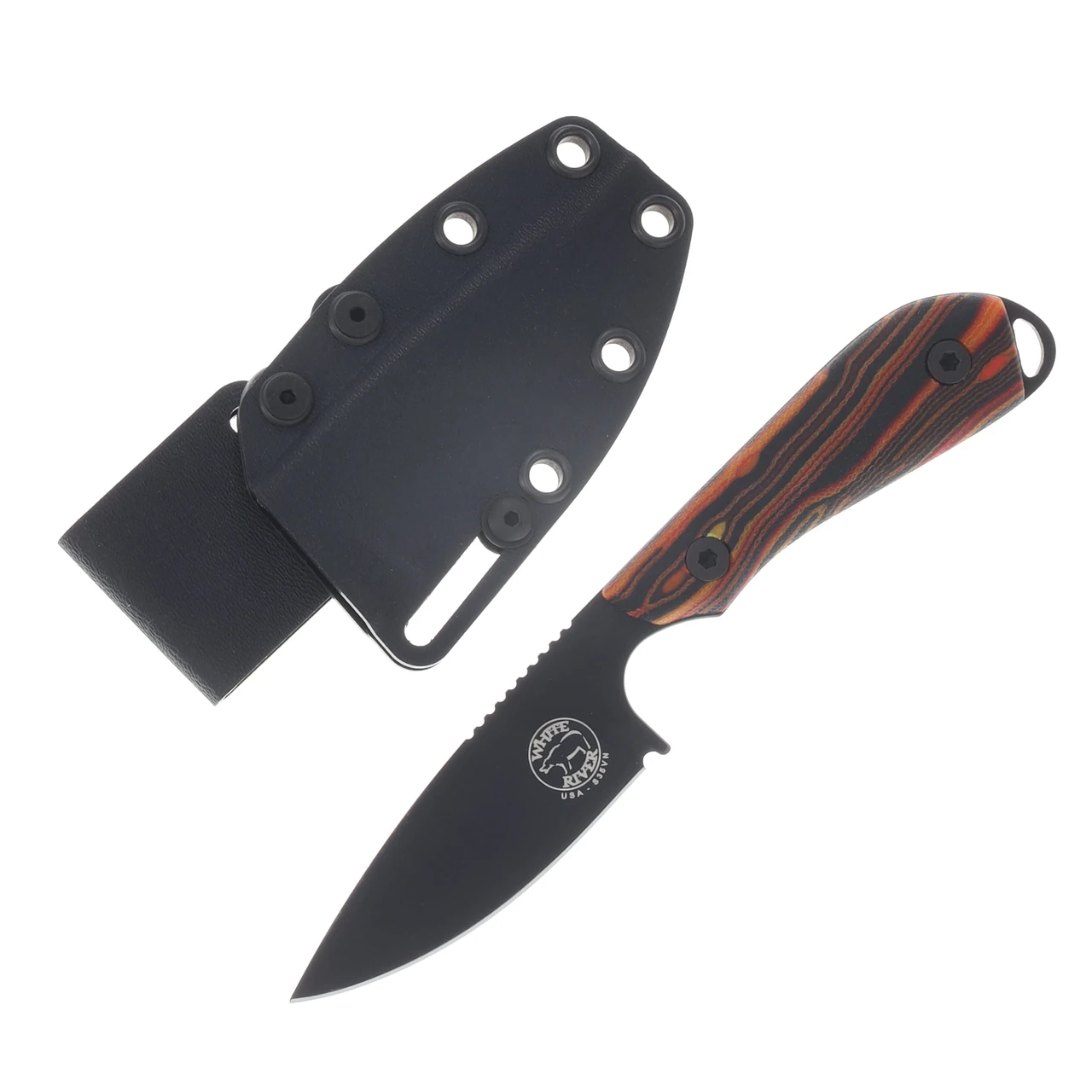 White River SMKW Exclusive Custom Model 1 Fixed Blade Knife Black PVD S90V/Nightfire G-Carta WRM1-GCRTNF