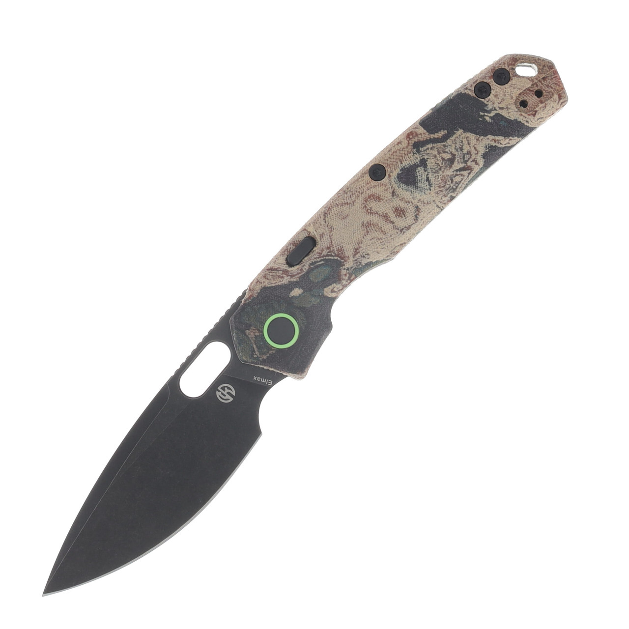 Vosteed Psyop Folder Canvas Rag Burl - Blue Current Micarta Black